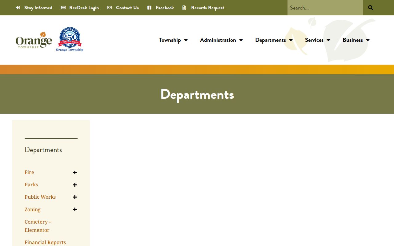 Orange Township residents directory township departments recordkeepers