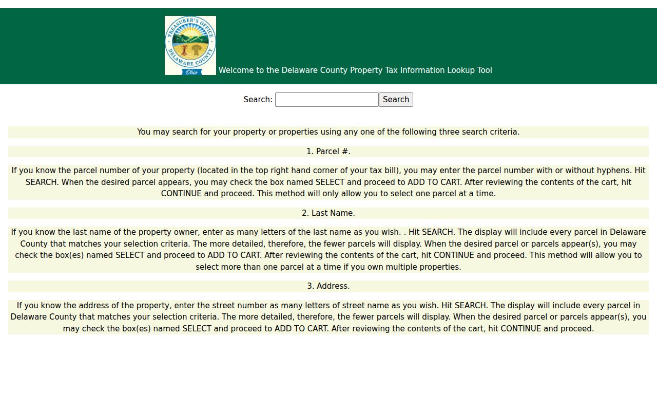 Orange Township street directory Treasurer property tax search
