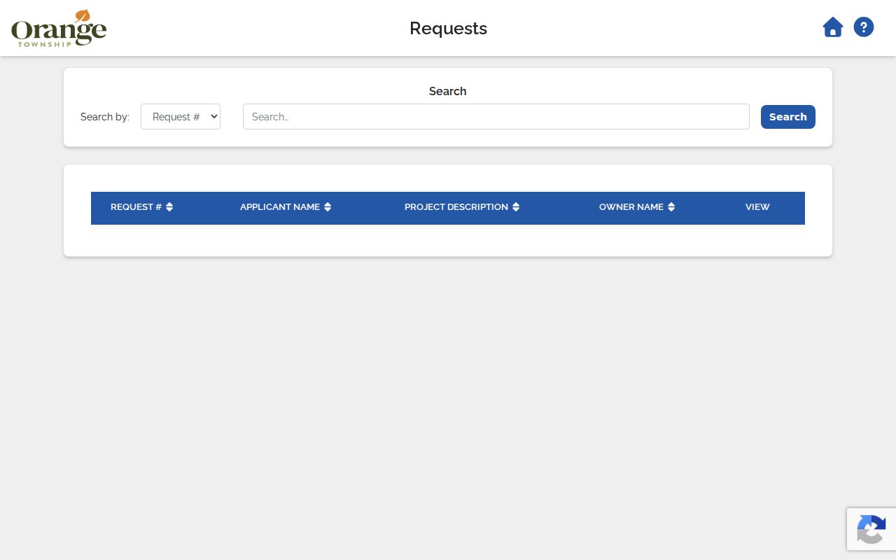 Orange Township street directory iWorQ permit request search